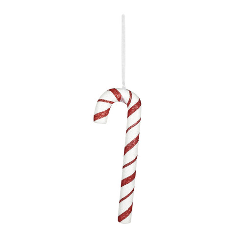 White & Red Glitter Candy Cane Hanging Decoration (20cm) White & Red Glitter Candy Cane Hanging Decoration (20cm)