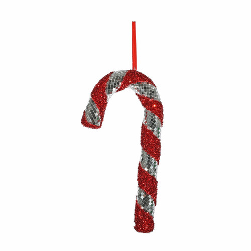 Red & Silver Sequin Candy Cane Hanging Decoration (30cm) Red & Silver Sequin Candy Cane Hanging Decoration (30cm)