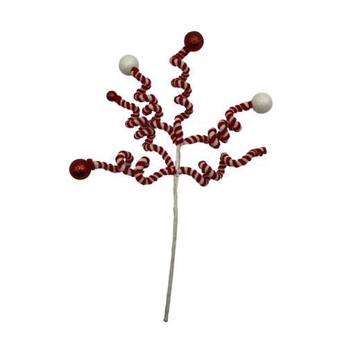 Red & White Candyland Striped Springs Spray Pick (36cm) Red & White Candyland Striped Springs Spray Pick (36cm)