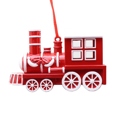 Red & White Train with Garland Hanging Ornament (12cm) Red & White Train with Garland Hanging Ornament (12cm)