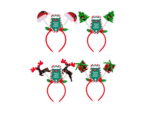 Reversible Sequin Christmas Head Boppers (Assorted Designs) Reversible Sequin Christmas Head Boppers (Assorted Designs)