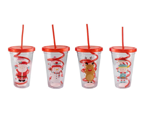 Christmas Cup With Twist Straw (Assorted Designs) Christmas Cup With Twist Straw (Assorted Designs)