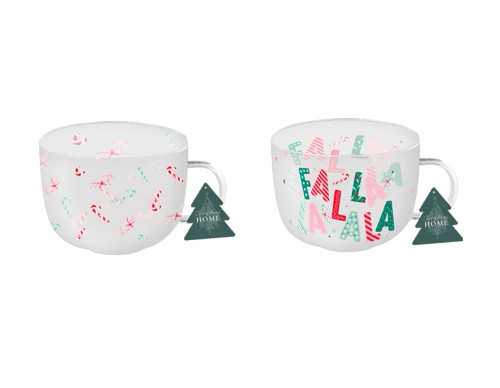 Festive Print Glass Mug (Assorted Designs) Festive Print Glass Mug (Assorted Designs)
