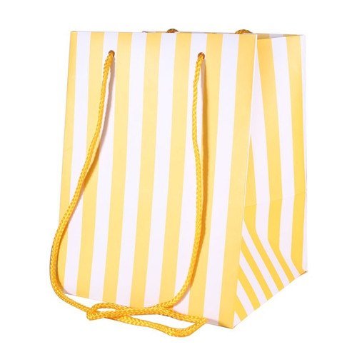 Yellow Candy Stripe Hand Tied Bag (19x25cm)