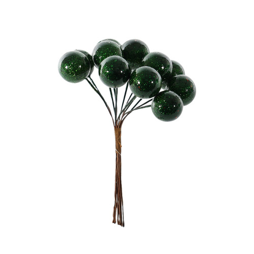 Green Shiny Berry Bunch Pick (11cm) Green Shiny Berry Bunch Pick (11cm)
