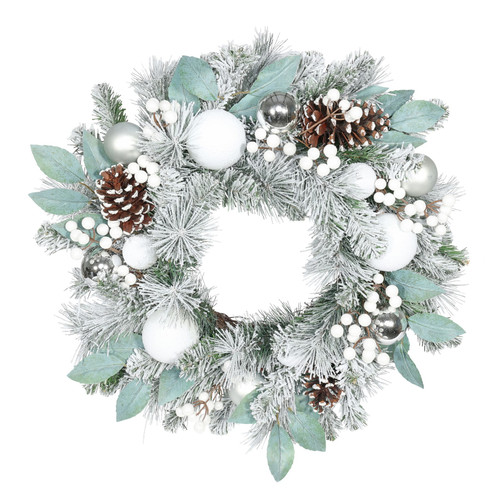 Snowy Cone, Berry & Bauble Wreath (60cm) Snowy Cone, Berry & Bauble Wreath (60cm)