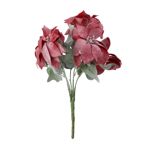Red Frosted Poinsettia Bunch (H45 x 30cm)