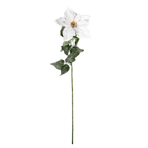 White Frosted Velvet Poinsettia Stem (70x20cm) White Frosted Velvet Poinsettia Stem (70x20cm)