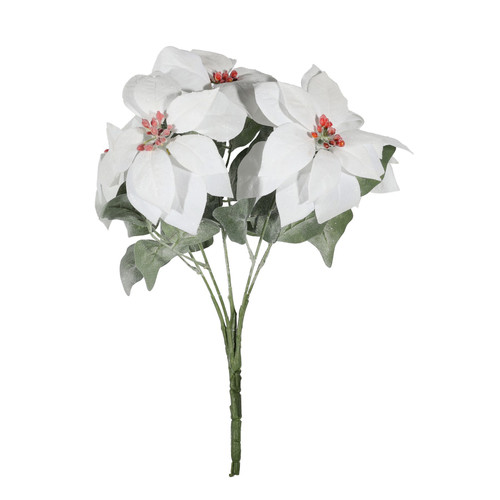 White Frosted Poinsettia Bunch (45cm x 30cm) White Frosted Poinsettia Bunch (45cm x 30cm)