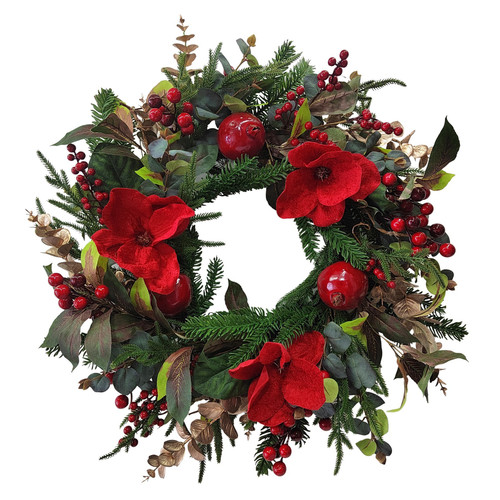 Red Magnolia & Pomegranate Wreath (60cm) Red Magnolia & Pomegranate Wreath (60cm)