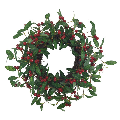 Red Berry Mini Leaves Wreath (45cm) Red Berry Mini Leaves Wreath (45cm)