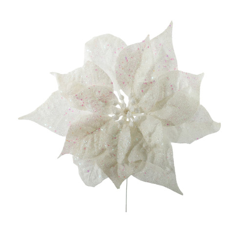 White Sparkle Finish Poinsettia Pick (24cm) White Sparkle Finish Poinsettia Pick (24cm)