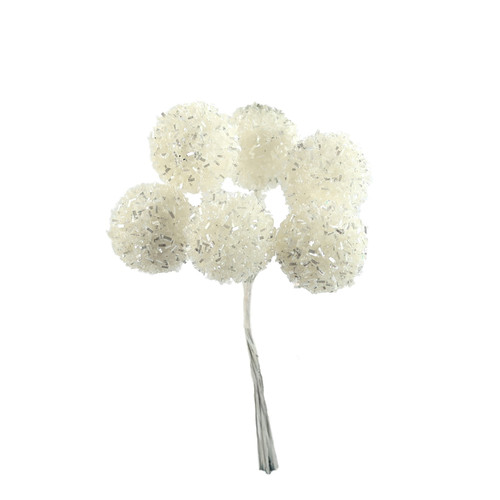 White Sparkly Berry Ball Pick (13cm) White Sparkly Berry Ball Pick (13cm)