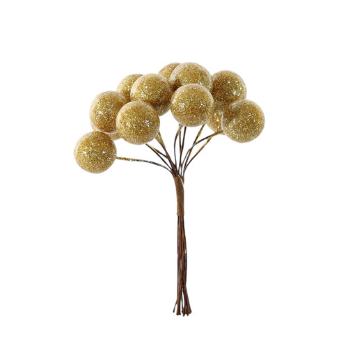 Gold Shiny Berry Bunch Pick (11cm) Gold Shiny Berry Bunch Pick (11cm)