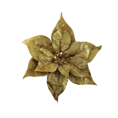 Gold Sparkle Finish Poinsettia Pick (24cm) Gold Sparkle Finish Poinsettia Pick (24cm)