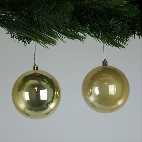 Pearlised Cream/Gold Baubles (10cm) Pearlised Cream/Gold Baubles (10cm)