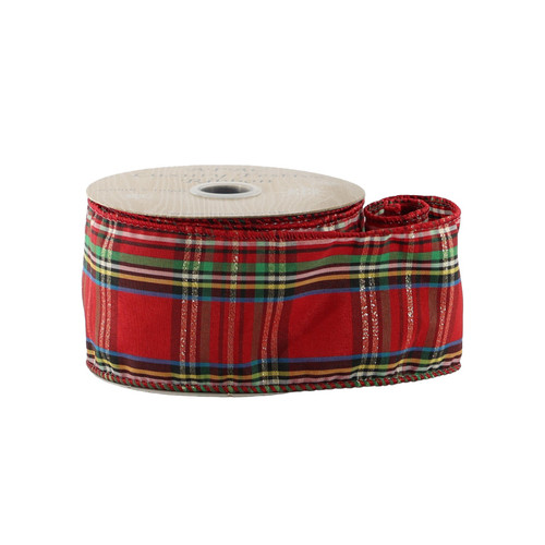 Red Tartan Wired Edge Ribbon (63mm) Red Tartan Wired Edge Ribbon (63mm)
