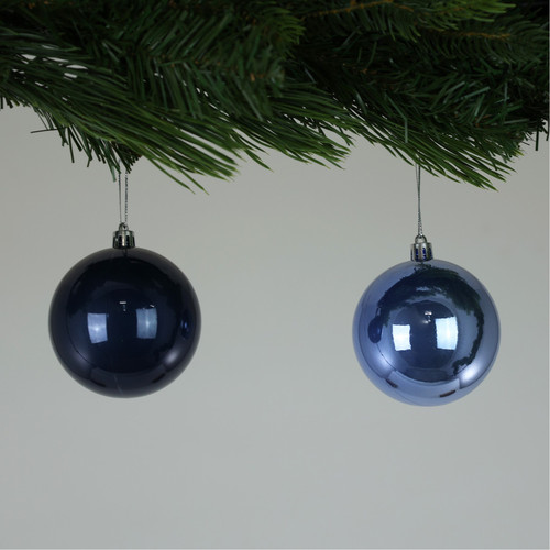 Pearlised Blue Baubles (8cm) (6 Pieces) Pearlised Blue Baubles (8cm) (6 Pieces)
