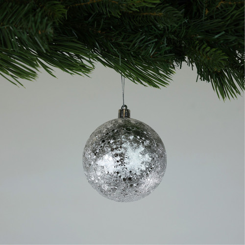 Crackle Silver Baubles (10cm) Crackle Silver Baubles (10cm)