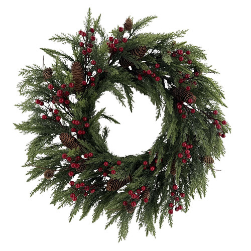 Soft Pine Red Berry & Pinecone Wreath (60cm) Soft Pine Red Berry & Pinecone Wreath (60cm)