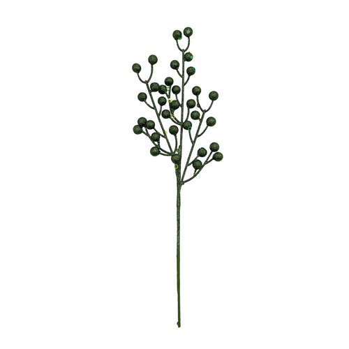 Green Glitter Berry Spray (42cm)