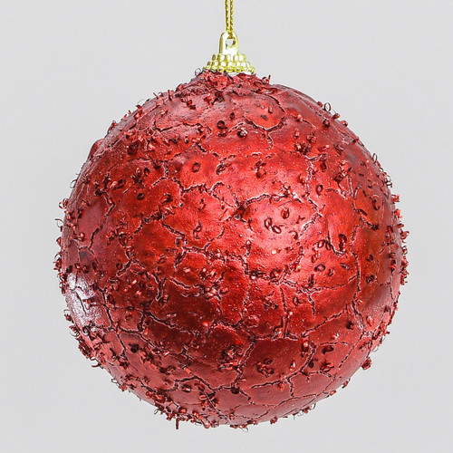 Red Crackle Bauble Hanging Decoration (10cm) Red Crackle Bauble Hanging Decoration (10cm)