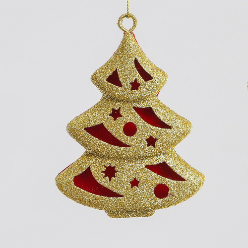 Red & Green Glitter Tree Hanging Decoration (10cm) Red & Green Glitter Tree Hanging Decoration (10cm)