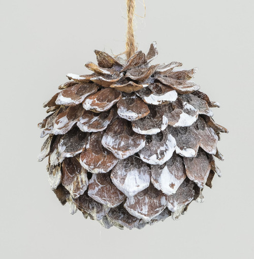 Snow Frosted Pine Cone Bauble (12cm)