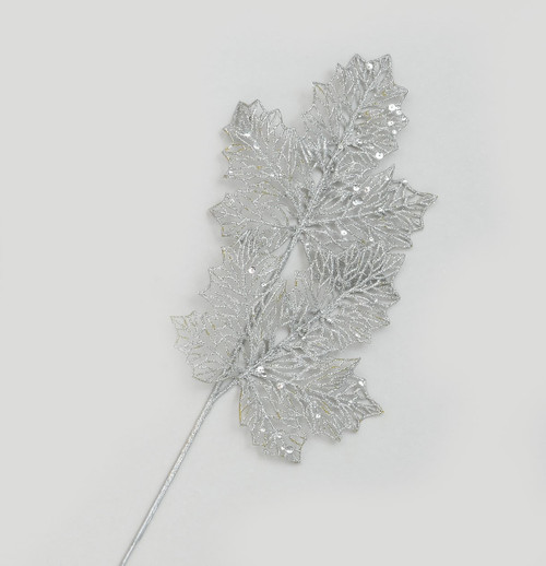 Silver Glitter Maple Leaf (66cm) Silver Glitter Maple Leaf (66cm)