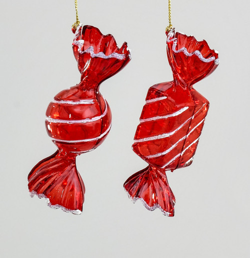 Red & White Plastic Sweet Hanging Decoration (10cm) (Assorted Designs)