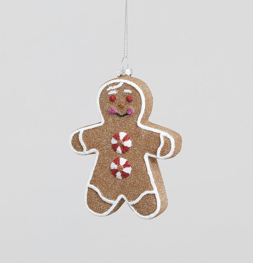 Gingerbread Man Glass Hanging Ornament (12cm)