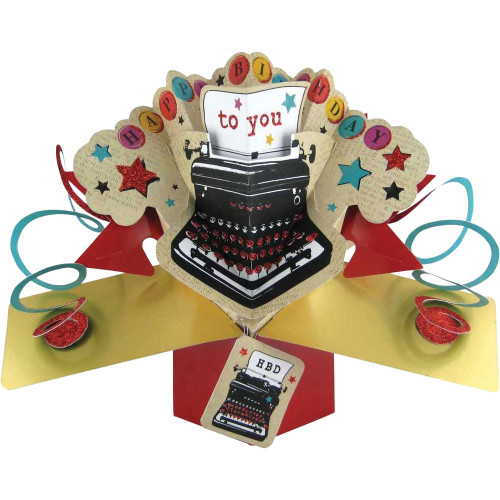  3D Pop Up Card by Second Nature - Birthday Typewriter