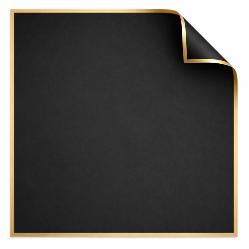 Korean Style Pre Cut Cello Wrap Sheets - Black with Gold Border (100 Sheets)