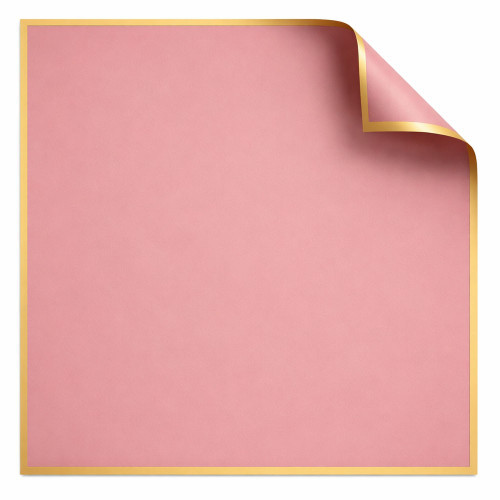 Korean Style Pre Cut Cello Wrap Sheets - Dusky Pink with Gold Border (100 Sheets)