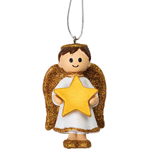 Suki - Personalisable Christmas Decoration - Gold Boy Angel