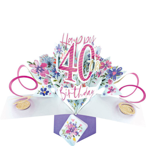 3D Pop Up Card by Second Nature - Happy 40th Birthday