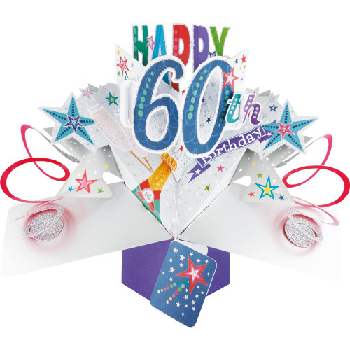 3D Pop Up Card by Second Nature - Happy 60th Birthday Champagne