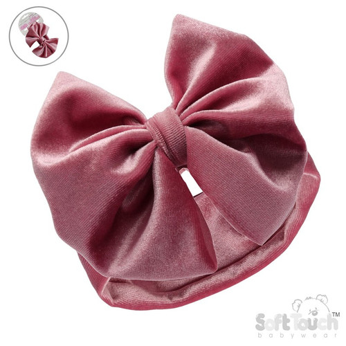 Dusty Pink Velour Bow Headband