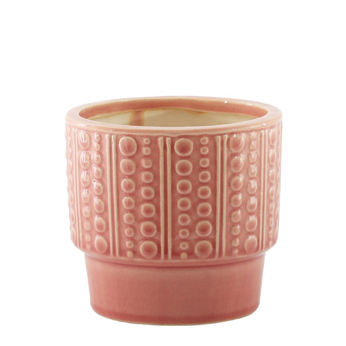 Hortus Salmon Pink Warwick Dimple Pot (19cm H x 21cm Dia)