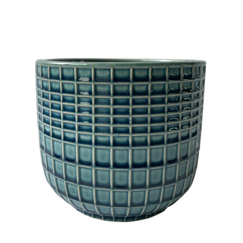 Hortus Blue/Green Braga Pot (13cm H x 13.5cm Dia)