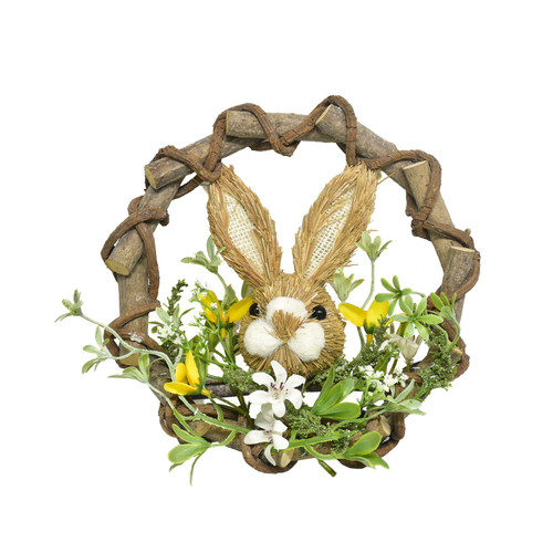 Easter Wreath with Bunny Face & Flowers