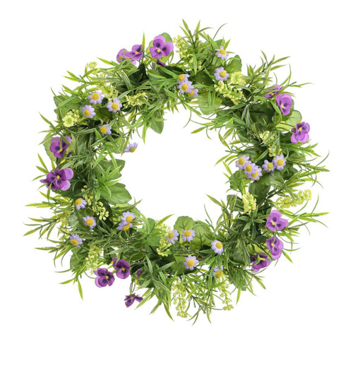 Purple Pansy/Daisy Wreath (30cm)