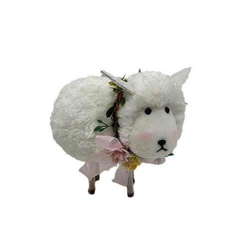 Standing Fluffy Sheep with Pink Bow