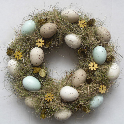 Easter Egg Wreath with Flowers (32cm)