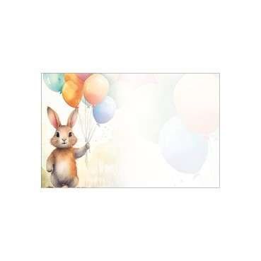 Pack of 25 Small Watercolour Rabbit with Balloons Cards