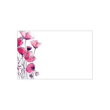 Pack of 25 Small Watercolour Pink Poppy Cards 