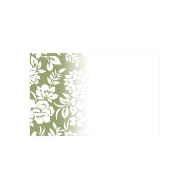 Pack of 25 Small Green and White Flower Illustration Card