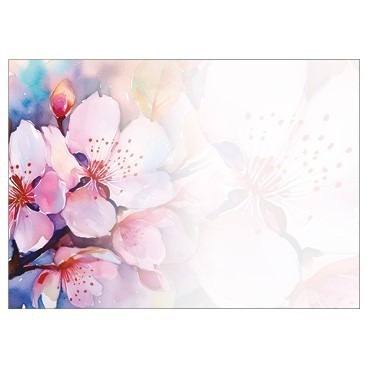 Pack of 6 Large Light Pink Blossom Painting Cards