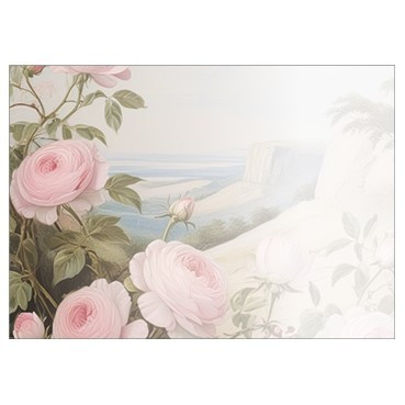 Pack of 6 Large Light Pink Rose/Landscape Cards