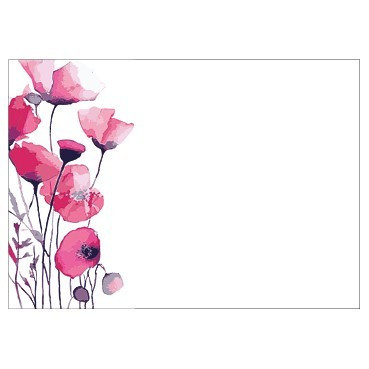 Pack of 6 Large Watercolour Pink Poppy Cards